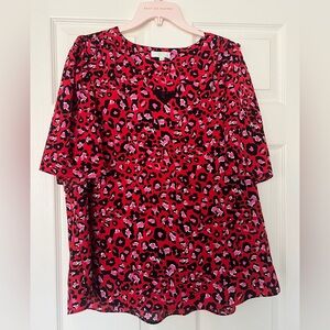 Jade Vibrant Red Leopard Top